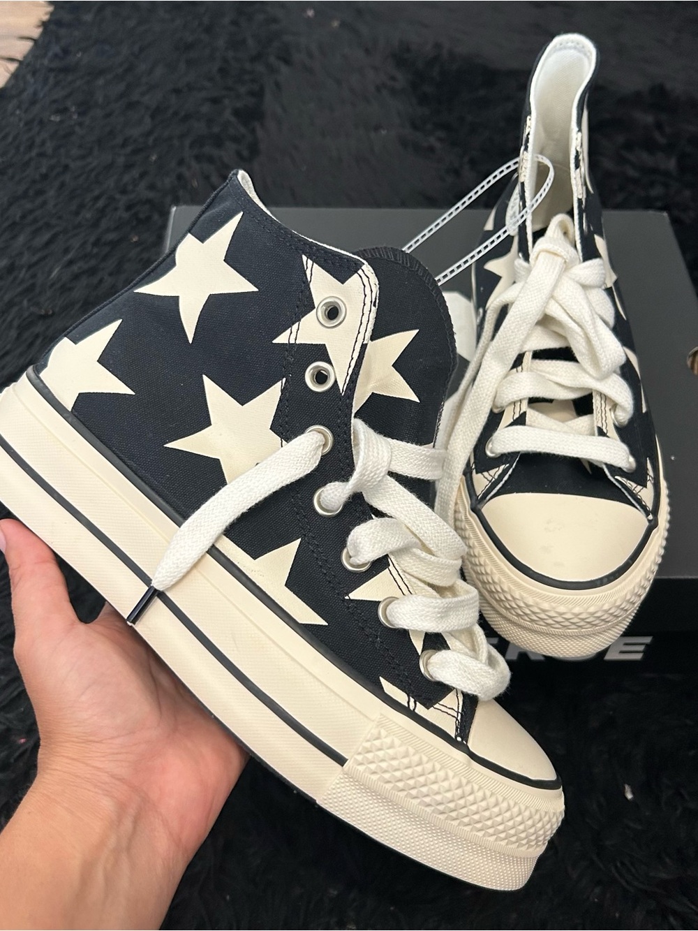 CONVERSE All Star Lift Large Stars lace up shoes sneakers women’s 7 new - Picture 2 of 10